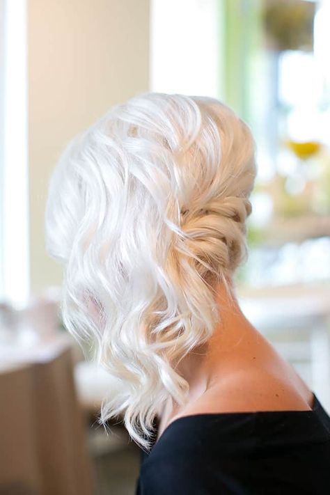 Sideswept Updo With Red Lips - Step 13 Side Swept Updo, Side Updo, Side Swept Hairstyles, Fancy Hair, Side Hairstyles, Side Swept, Trendy Wedding Hairstyles, Platinum Blonde Hair, Loose Curls