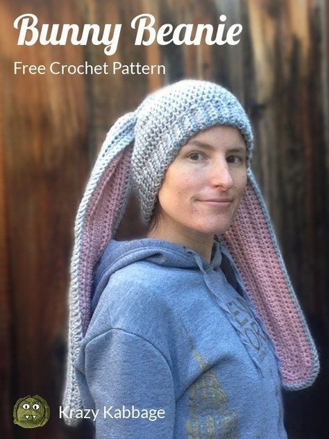 Crochet this awesome Floppy Bunny Ears beanie for Easter! This makes a great gift and the pattern is free. Kids (and some adults!) will love wearing this! #easter #beanie #crochet #crochetpattern #freecrochetpattern #bunny #floppybunnyearsbeanie #bunnyearsbeanie #crochetbeanie #eastercrochetpatterns #giftideas #craftgossip Bunny Ears Beanie, Bunny Hat Crochet, Floppy Bunny Ears, Yarn Beanie, Floppy Bunny, Crochet Easter, Bunny Hat, Crochet Beanie Pattern, Easter Gift Baskets