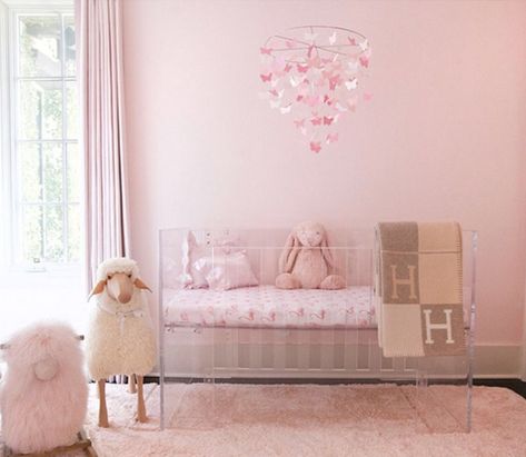 Vetro Crib - Clear Lucite by Nursery Works Lucite Crib, Acrylic Furniture Design, Blue Teen Girl Bedroom, Bedroom Ideas Pink, Kardashian House, Girl Bedroom Ideas, Girl Nursery Pink, Crib Nursery