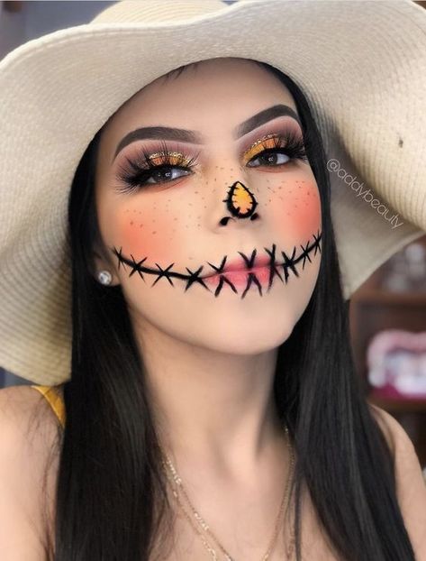 Makijaż Sugar Skull, Halloween Makeup Diy Easy, Scarecrow Halloween Makeup, Pelottava Halloween, Halloween Makeup Clown, Scarecrow Makeup, Halloweenský Makeup, Halloween Make-up Looks, Holloween Makeup