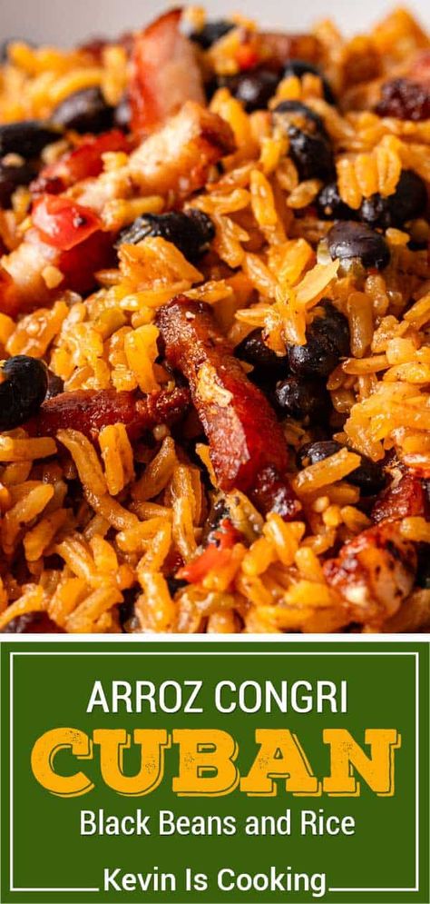 Cuban Red Beans Recipes, Cuban Black Beans And Rice, Cuban Black Beans, Cuban Dishes, Black Beans And Rice, Cuban Cuisine, Rice Side Dishes, Beans And Rice, Mexican Rice