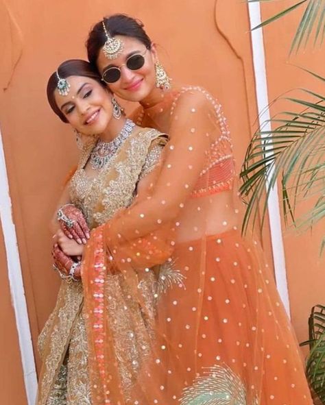 Isn't this the best feeling in the world when your best friends take over your wedding fun onto the next level? That's what happened when Alia Bhatt and her girl tribe entered a dreamy wedding affair of her best friend in Delhi.
#HappyBirthdayAliaBhatt #Threads  

PC:-aliabhatt143.ig Instagram Bff Wedding Outfit Indian, Haldi Poses With Cousins, Haldi Poses With Sister, Haldi Pics With Friends, Haldi Poses For Bride With Friends, Sister Wedding Dress Indian, Sangeet Photoshoot, Bridesmaid Lehenga Sisters, Sangeet Outfit Sisters