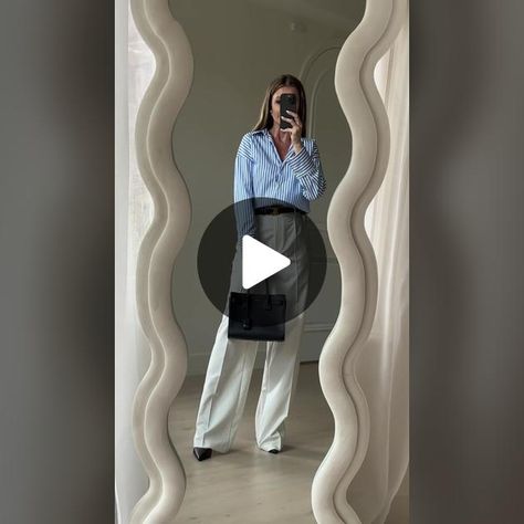 18.8K likes, 20 comments. “Style hack: If ticked in shirt looks too bulky fold in one side of the shirt and double button it to the top. Loop the other part in and over to get a cropped shirt look. Twist the fabrick in the back and tuck it in. Style with white wide leg pants, black belt, black pumps and a black tote. Add sunnies and some gold jewelry to elevate the look 🤍 Outfit linked in bio 🫶🏻” Wide Leg Pants Black, White Wide Leg Pants, Cropped Shirt, Belt Black, Black Tote, Crop Shirt, Black Pumps, Pants Black, Black Belt