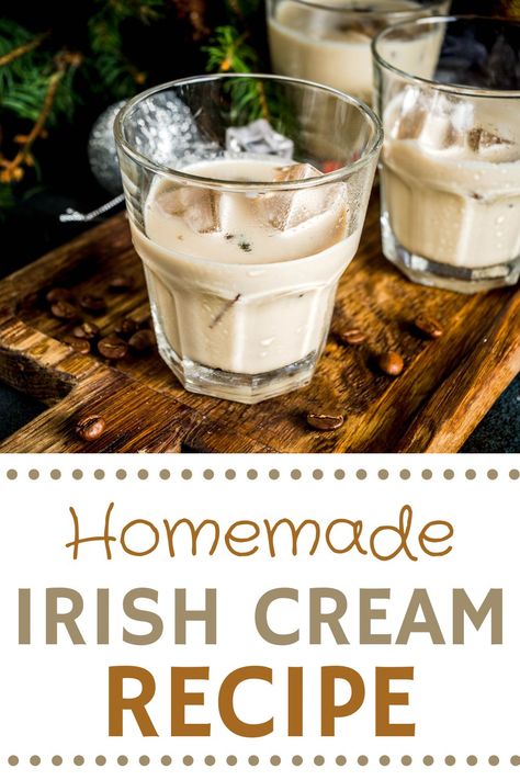 This homemade Baileys copycat recipe is an easy to make liqueur. Use Bailey's in coffee, desserts or enjoy  a glass of Homemade Irish Cream over ice. Great in alcoholic mixed drinks; try this easy Irish Cream in fall drinks and winter cocktails. Homemade Baileys Recipes, Home Made Baileys Irish Cream, Homemade Baileys Irish Cream, Rumchata Recipes, Baileys Drinks, Irish Cream Recipe, Homemade Baileys, Homemade Irish Cream, Baileys Recipes