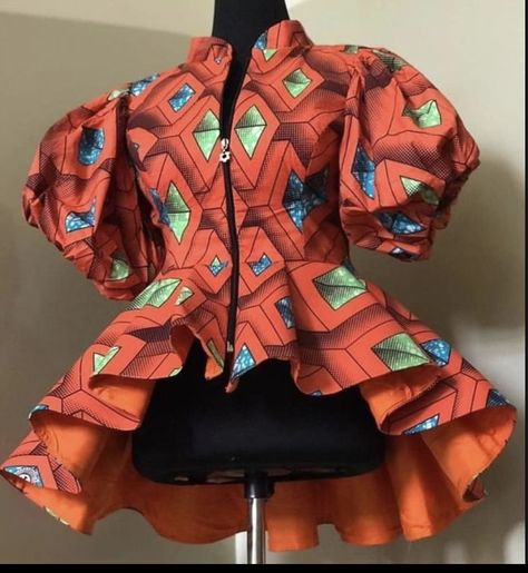 African Print Peplum Top, Ankara Blouse, African Blouses, African Print Tops, African Dresses For Kids, Best African Dresses, African Dresses Modern, African Wear Dresses, Afrikaanse Mode