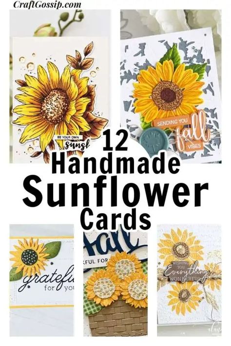 Sunflower Cards Ideas, Cards With Sunflowers, Sunflower Cards Handmade, Handmade Sunflower, Sunflower Quotes, Stamp Frame, Sunflower Cards, Mixed Media Cards, Digital Scrapbooking Freebies