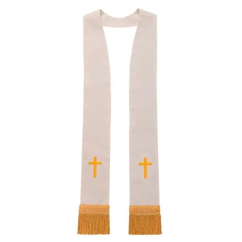 This is an example of ecclesiastical dress. Stoles could be seen worn by priests. Priest Stole, Cross Ideas, Material World, Scarf Styles, Knitting Crochet, Fashion Brand, Pajama Pants, Top Styles, Fashion Branding