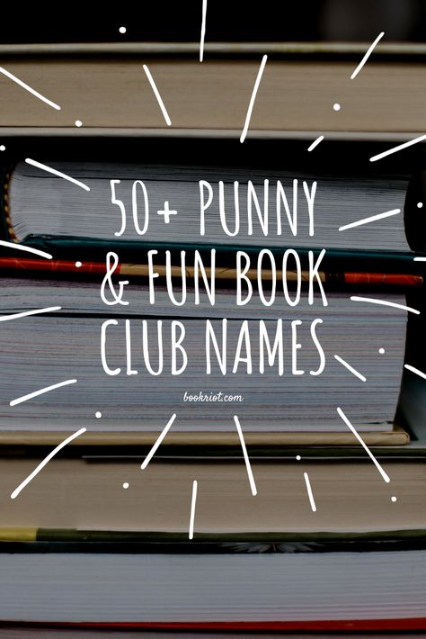 Need a funny or pun-tastic name for your book club? You'll love these ideas.    book club | book club names | trivia names | trivia team names | book humor | book puns Names For Book Clubs, Funny Book Club Names, Book Puns Reading, Mom Book Club Names, Funny Book Club Quotes, Bookshop Name Ideas, Book Puns Funny, Book Shop Name Ideas, Library Names Ideas