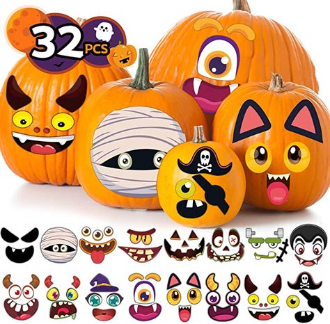 Amazon.com: Pumpkin Decorating Stickers 32PCS Jack O Lantern Stickers DIY Face Stickers for Pumpkins Cute Face Stickers for Pumpkins,Stickers for Pumpkin Decorating : Everything Else Halloween Pumpkin Decorating, Halloween Games Activities, Jack O Lantern Decorations, Halloween Toddler Party, Pumpkin Decorating Kits, Halloween Pumpkin Crafts, Halloween Party Decor Diy, Perfect Halloween Party, Halloween Infantil