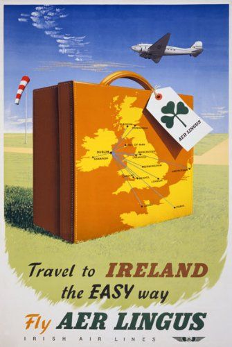 Travel To Ireland, Aer Lingus, Vintage Airline Posters, Irish Travellers, Dublin Airport, Bar In Casa, Tourism Poster, Ireland Vacation, Airline Travel