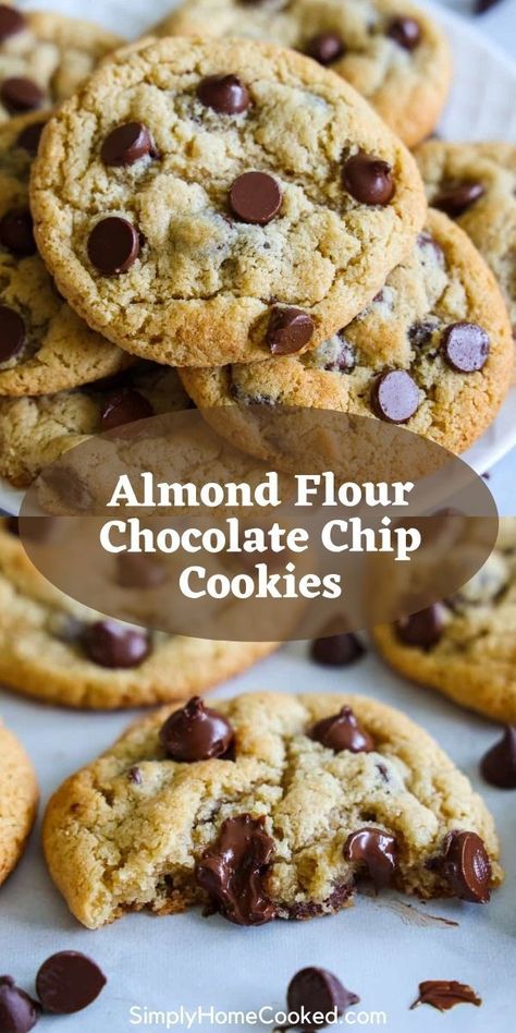 Cookies Made With Almond Flour, Almond Flour Chocolate Chip, Almond Flour Recipes Cookies, Almond Flour Chocolate Chip Cookies, Dolce Poche Calorie, Almond Meal Cookies, Almond Flour Cookies, Baking With Almond Flour, Gluten Free Chocolate Chip Cookies