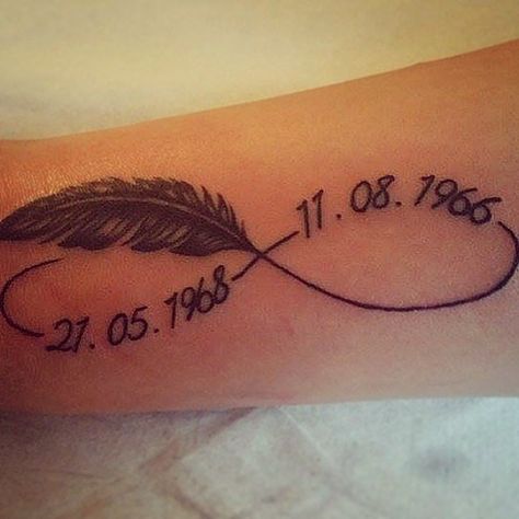 Special Dates // Infinity Sign Tattoo Ideas Infinity Sign Tattoo, Infinity Signs, Infinity Symbol Tattoo, Rip Tattoo, Peace Tattoos, Infinity Tattoo Designs, Tattoos Infinity, Date Tattoos, Remembrance Tattoos