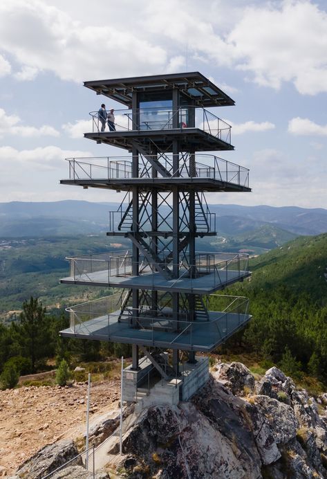 Gallery of Álvaro Siza's New Steel Frame Watchtower for Ecotourism in Portugal - 12 Watch Tower Architecture, Bird Watching Tower, Daniel Sousa, Brutalism Architecture, Lookout Tower, Modern Mountain Home, Tower Building, Architecture Model House, Tower House