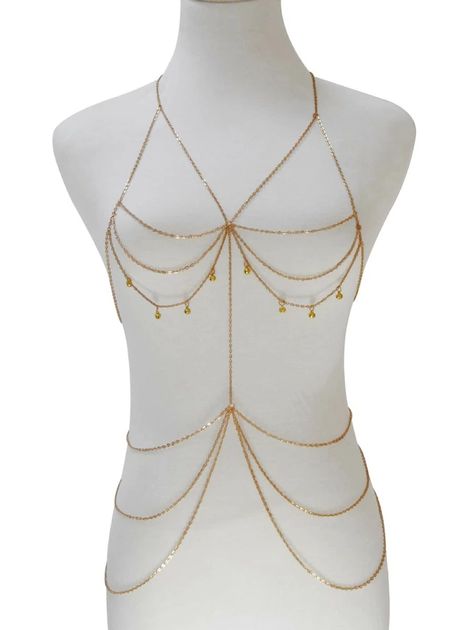 Elegant Double Chain Adjustable Body Chain, Body Jewelry Chains Chest Gold, Elegant Gold Chain Link Body Chain, Body Jewelry Chains Lingerie, Glamorous Gold Adjustable Body Chain, Body Chain Fashion, Body Chain Jewelry, Buying Gifts, Body Jewelry