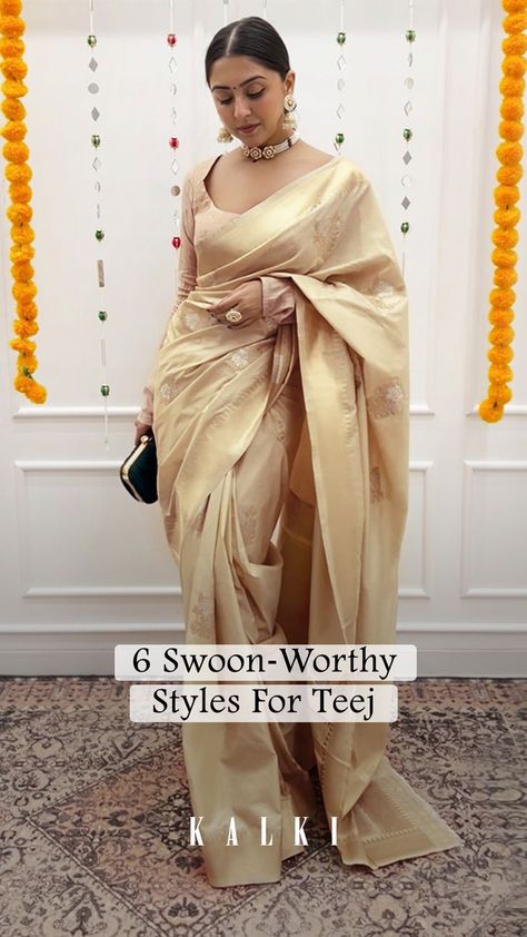 Get Yourself A Stunning Outfit This Teej. Teej Saree Look Indian, Dress For Teej Function, Haryali Teej Outfit, Hariyali Teej Outfits, Teej Festival Outfits, Teej Special Dresses, Teej Festival Look, Teej Festival Dress, Teej Festival