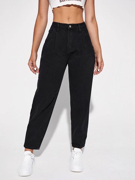 Formal Pants Women, Mom Fit Jeans, High Wasted Jeans, Mom Jeans Outfit, Jeans Outfit Women, Black Mom Jeans, Woman Suit Fashion, High Waisted Mom Jeans, Black Denim Jeans