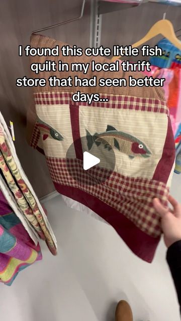 Maggie Nelson on Instagram: "The fishiest little thrift flip you ever did see 🎣🐟 #slowfashion #sustainablefashion #thriftflip #sewing #quilt" Sew With Me, No Sew Thrift Flip, Closet Repurpose, Maggie Nelson, Thrift Flip Ideas, Fish Quilt, Thrift Flips, Local Thrift Stores, Thrift Flip