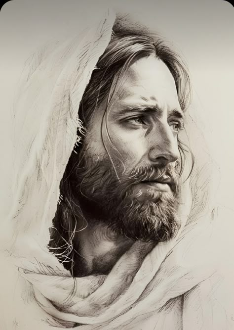 Avatar Black And White, Jesus Art Paintings, Jesus Sketch, Jesus Drawing, Biblical Scenes, Jesus Art Drawing, Jesus Christ Illustration, Christian Illustration, Jesus Drawings