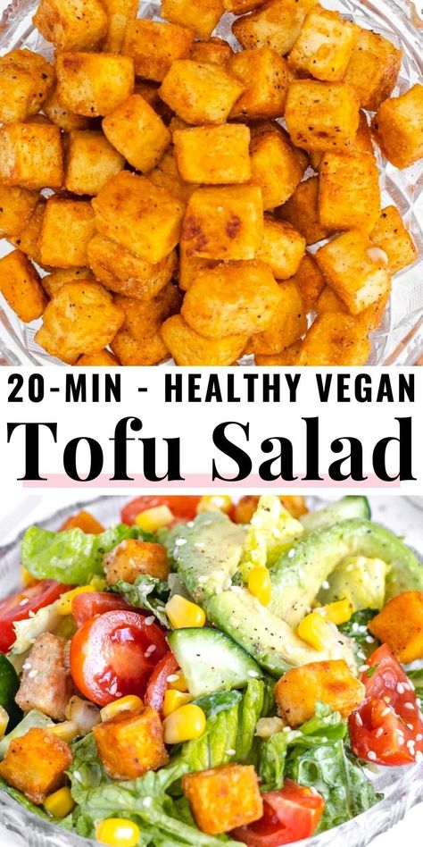 Tofu On Salad, Tofu Recipes For Salads, Tofu In Salad, Tofu For Salad, Tofu Lunch, Firm Tofu Recipes, Tofu Salad Recipes, Health Bowls, Summertime Food