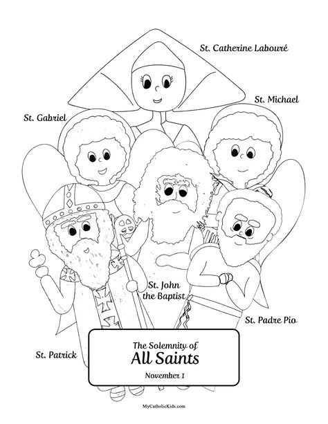 All Saints Day Coloring Pages Free, All Saints Day Free Printables, All Saints Day Activities For Kids Catholic School, All Saints Day Preschool, All Saints Day Activities For Kids, Catholic Saints For Kids, Saints For Kids, Calendar Worksheets, Kindergarten Pictures