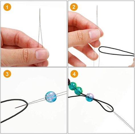 AmazonSmile: 30 Pieces 6 Size Beading Needles Big Eye Beading Needles Beading Embroidery Stainless Needles with White Needle Bottle for Jewelry Making: Arts, Crafts & Sewing How To Use Beading Needles, Bracelets With Beads, Diy Jewelry Tools, Beading Embroidery, Making Bracelets With Beads, Diy Collier, Friendship Bracelets With Beads, Bracelets Patterns, Diy Friendship Bracelets Patterns