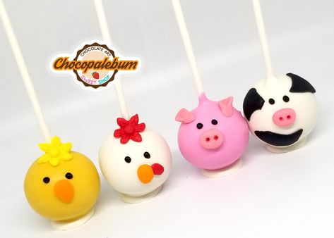 Farm Animals Cake Pops, Farm Cake Pops, Farm Animal Cake Pops, Cow Cake Pops, Barn Birthday Party, Animal Cake Pops, Zoo Cake, Barn Cake, Cake Designs For Girl