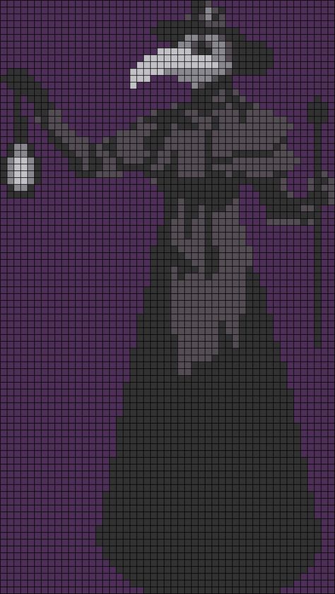 Plague Doctor Cross Stitch Pattern, Plague Doctor Alpha Pattern, Mothman Perler Bead Patterns, Plague Doctor Perler Beads, Plague Doctor Pixel Art Grid, Mothman Alpha Pattern, Cryptid Alpha Pattern, Plague Doctor Pixel Art, Gothic Alpha Pattern