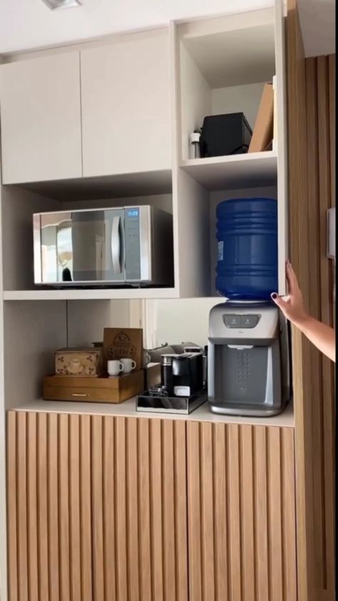 Kitchen Water Dispenser Cabinet, Kitchen With Water Dispenser, Water Dispenser Ideas Kitchens, Water Dispenser Cabinet Ideas, Architect Apartment, Boho Living Room Coffee Tables, Modern Coastal Kitchen, Dispenser Design, Kitchen Organization Pantry