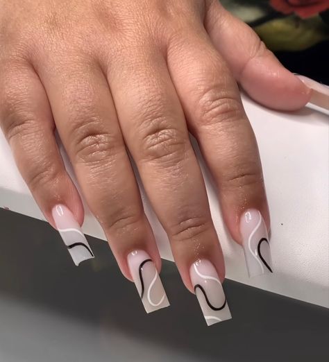 Colored Acrylic Nails, White Acrylic Nails, Lines On Nails, Her Nails, Glow Nails, Classy Acrylic Nails, Short Square Acrylic Nails, Long Square Acrylic Nails, Acrylic Nails Coffin Short