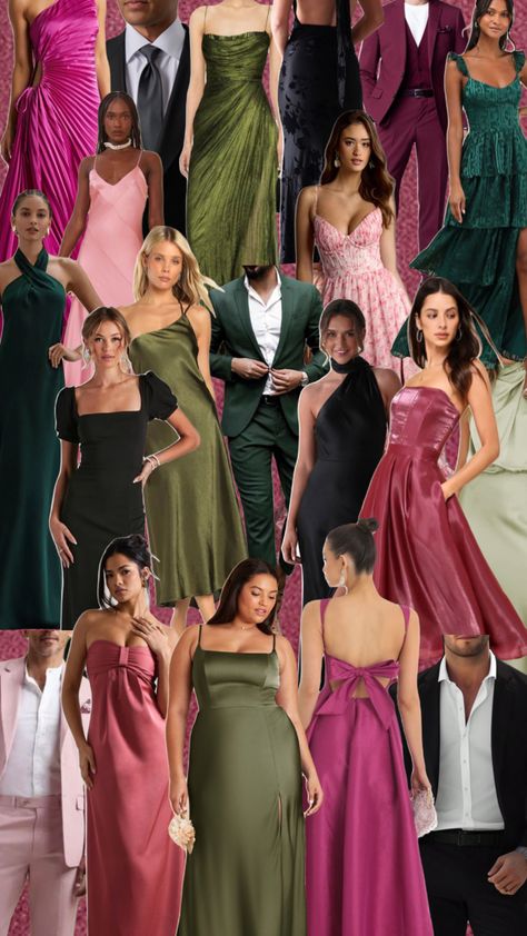 Created by ethridgeche3451 on Shuffles Burgundy Color Palette Bridesmaids, Purple And Green Bridesmaid Dresses, Wedding Party Attire Color Schemes, Plum And Green Wedding, Moody Bridesmaid Dresses, Berry Colored Wedding, Madeira Wedding, Nikkah Party, January Wedding Colors