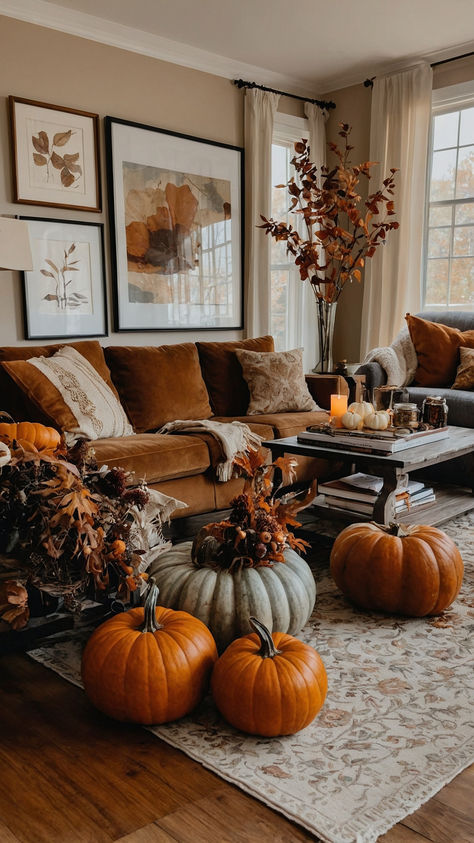 Fall Decorating Ideas For A Beautiful Autumn Moody Fall Decor, Autumn Interior Design, Cozy Autumn Home, Fall Decor Living Room, Stylish Halloween Decor, Fall Living Room Ideas, Holiday Finds, Moody Colors, Autumn Interior