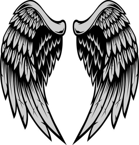 Wings Illustration in tattoo style Wings Silhouette, Wing Vector, Wings Illustration, Wings Icon, Wing Logo, Logo Game, Devian Art, Angel Devil, Wing Tattoo