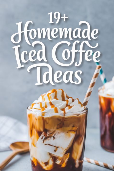 Iced coffee in a glass with whipped cream and caramel drizzle, striped straw. French Vanilla Iced Coffee Recipe, At Home Iced Coffee Recipes, Diy Iced Coffee Recipes, French Vanilla Iced Coffee, Iced Coffee Ideas, Caramel Coffee Recipe, Making Iced Coffee, Vanilla Iced Coffee Recipe, Diy Iced Coffee