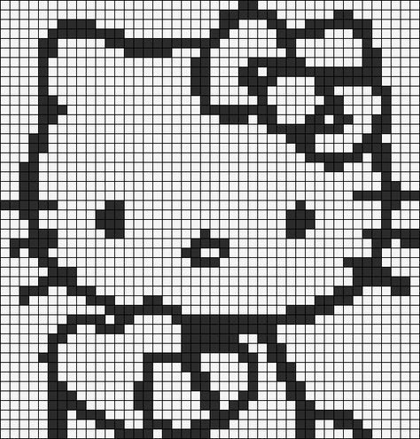 Crochet Tapestry Black And White, Hello Kitty Crochet Tapestry, Miffy Alpha Pattern, Pixel Grid Ideas Crochet With Mahum, Sanrio Alpha Pattern, Hello Kitty Alpha Pattern, Kpop Alpha Pattern, Black And White Alpha Pattern, Alpha Grids