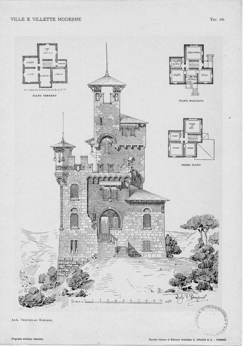 Fantasy House Plans, Castle Floor Plans, Types Of Houses Styles, Houses Projects, Castle Floor Plan, Modern Villas, Victorian House Plans, Vintage House Plans, Medieval Houses