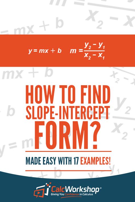 Slope-Intercept Form - EXCELLENT video lesson with 17 Example Problems.  Learn how to identify the slope and y-intercept from an equation, write an equation in slope-intercept form, graph a line using the slope and y-intercept, and how to change an equation from slope intercept to standard form.  #calcworkshop Maths Functions, Test Notes, Algebra Notes, Inverse Functions, Linear Programming, Graphing Linear Equations, Slope Intercept Form, College Algebra, Linear Function