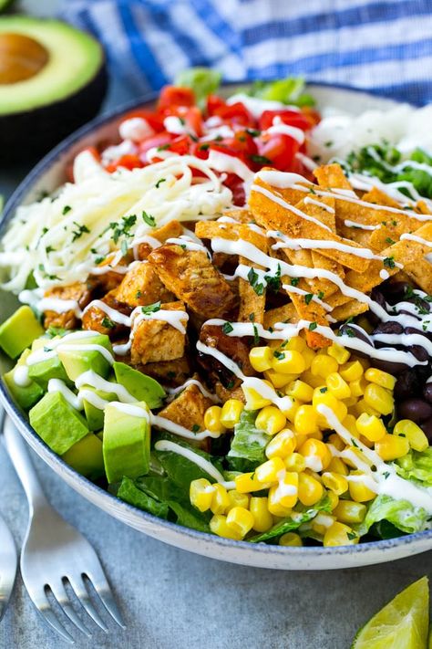 BBQ Chicken Salad Recipe | Chopped BBQ Chicken Salad | CPK Copycat Recipe | California Pizza Kitchen Copycat Recipe | Chicken Ranch Salad #copycat #CPK #BBQchicken #chicken #salad #dinner #dinneratthezoo Bbq Chicken Salad Recipe, Cheese Beans, Bbq Chicken Pasta, Chopped Salad Recipe, Tortilla Strips, California Pizza Kitchen, Chicken Chopped Salad, Bbq Chicken Salad, California Pizza