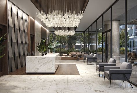 modern lobby apartment on Behance Apartment Lobby Design, Modern Hotel Lobby, Apartment Behance, Gray Rug Living Room, Modern Lobby, Apartment Lobby, Lobby Ideas, Building Lobby, Lobby Interior Design