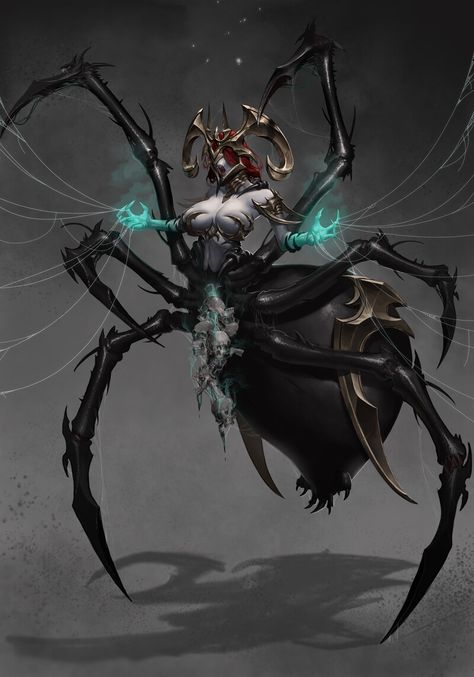 Anime Arachne Female, Spider Monster Art, Drider Art, Humanoid Spider, Arachne Art, Spider Person Hybrid, Demon Spider, Insect Queen, Spider Monster