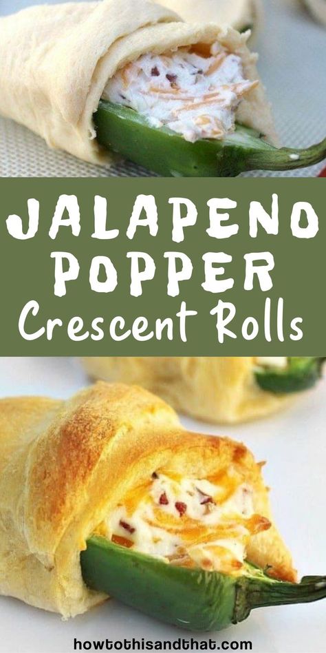 jalapeno popper crescent rolls Crescent Rolls Appetizer, Jalapeno Cheeseball Recipes, Jalapeno Poppers Crescent Rolls, Finger Appetizers, Cream Cheese Jalapeno Poppers, Jalapeno Cream Cheese, Gameday Recipes, Crescent Roll Recipes Dinner, Crescent Rolls Recipe