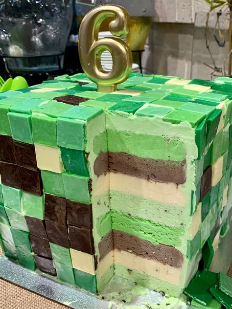 Luke 7, Cake Minecraft, Minecraft Cake, Minecraft Party, Ice Cream Cake, Cream Cake, Birthday Ideas, Minecraft, Ice Cream