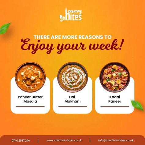 Enjoy your #week  #creativebites #creativebite #fooddistribution #london #inlondon🇬🇧 #bestfoodfeed #gujrati #gujjualso #gujjuinuk #pannertikka #pannermasala #dalmakhani #kadaipaneer #pannerbuttermasala Indian Sweets Creative Ads, Indian Food Creative Ads, Sweets Creative Ads, Hotel Creative Ads, Jeremiah 2911, Basic Banner, Enjoy Your Week, Filler Ideas, Social Graphics