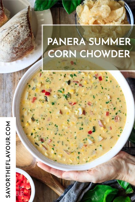 Panera Corn Chowder Recipe, Summer Corn Chowder, Summer Soup Recipes, Chili Recipe Stovetop, Corn Chowder Recipe, Summer Soup, Summer Corn, Chowder Recipes, Corn Recipes