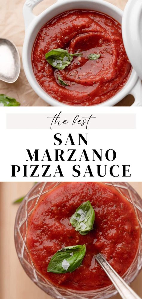 This homemade San Marzano pizza sauce is the best and will make any pizza taste restaurant-worthy in 30 minutes with just 5 ingredients. Use this fresh sauce as the base for your favorite pizza or as a dip for warm focaccia to elevate your next Italian night! San Marzano Pizza Sauce, Casserole Pizza, Low Carb Pizza Crust, Pizza Oven Recipes, Authentic Italian Pizza, Pizza Sauce Recipe, Pizza Sauce Homemade, Pizza Casserole, Pizza Recipes Easy