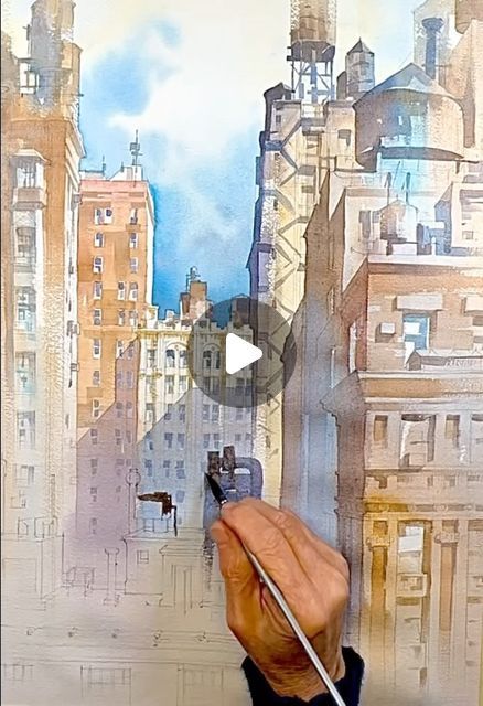 Thomas Schaller Watercolor, Schaller Watercolor, Escoda Brushes, Perspective Painting, Draw Perspective, Thomas Schaller, Terracotta Art, New Year’s Day, Watercolor Art