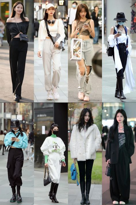 Street Wear Chinese, East Asian Fashion Street Styles, Asian International Students Fashion, China Street Style Outfits, Thailand Fashion Outfits Street Style, Street Style Chinese, Chinese Women Fashion Street Style, Thailand Street Style, Modern Y2k Outfits Street Styles