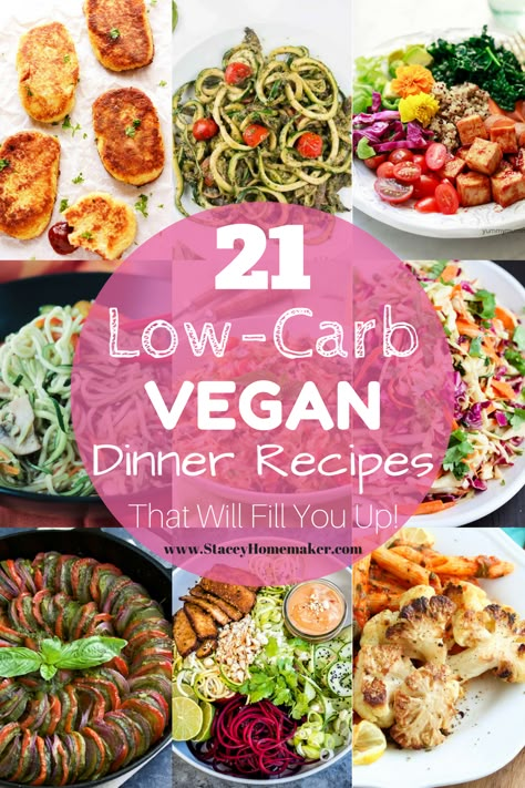 21 Low-Carb Vegan Recipes That Will Fill You Up! No Carbs, Vegan Keto Recipes, Low Carb Vegetarian Recipes, Keto Vegan, Resep Diet, Low Carb Vegan, Low Carb Vegetarian, Makanan Diet, Vegan Dinner