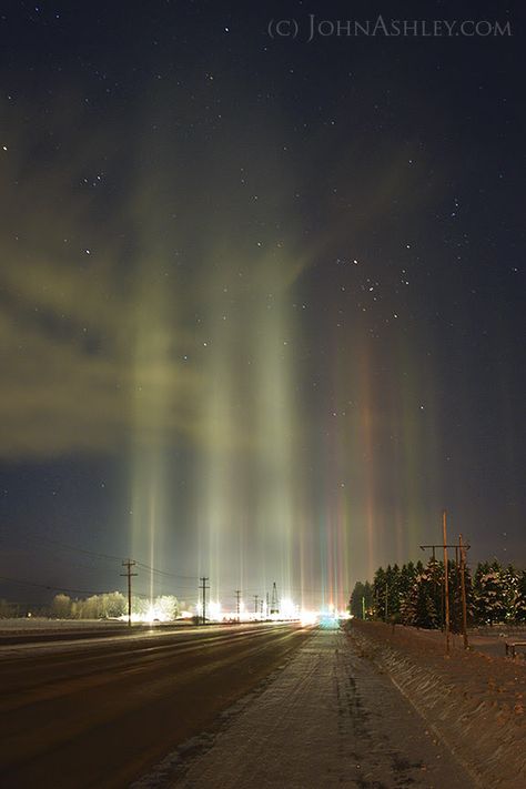 Light Pillars, Columbia Falls Montana, Science Earth, Today Images, Station Service, Ap Biology, Interactive Science, Science Notebooks, Montana Usa