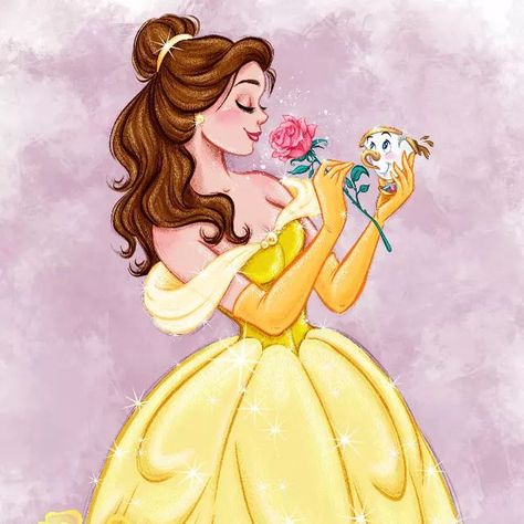 Belle Pfp Aesthetic, Belle Fanart, Belle Drawing, Disney Hairstyles, Bride Cartoon, Drawing Pictures For Kids, Bella Disney, Disney Sketchbook, Cherry Drawing