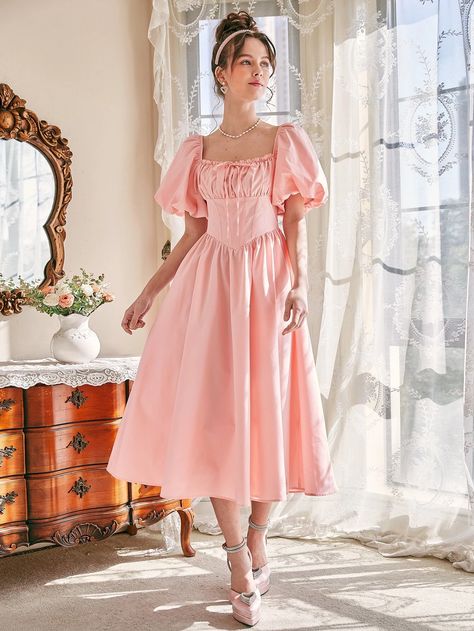 Puff Sleeve Corset Dress, Puffed Sleeve Dress, Buff Sleeves, Full Sleeves Dress, Puff Sleeves Dress, Women Cotton Dress, Sunday Dress, Pink Summer Dress, Old Dresses